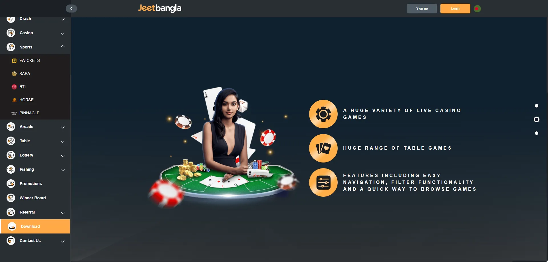 jeetbangla live casino real dealer tables streaming
