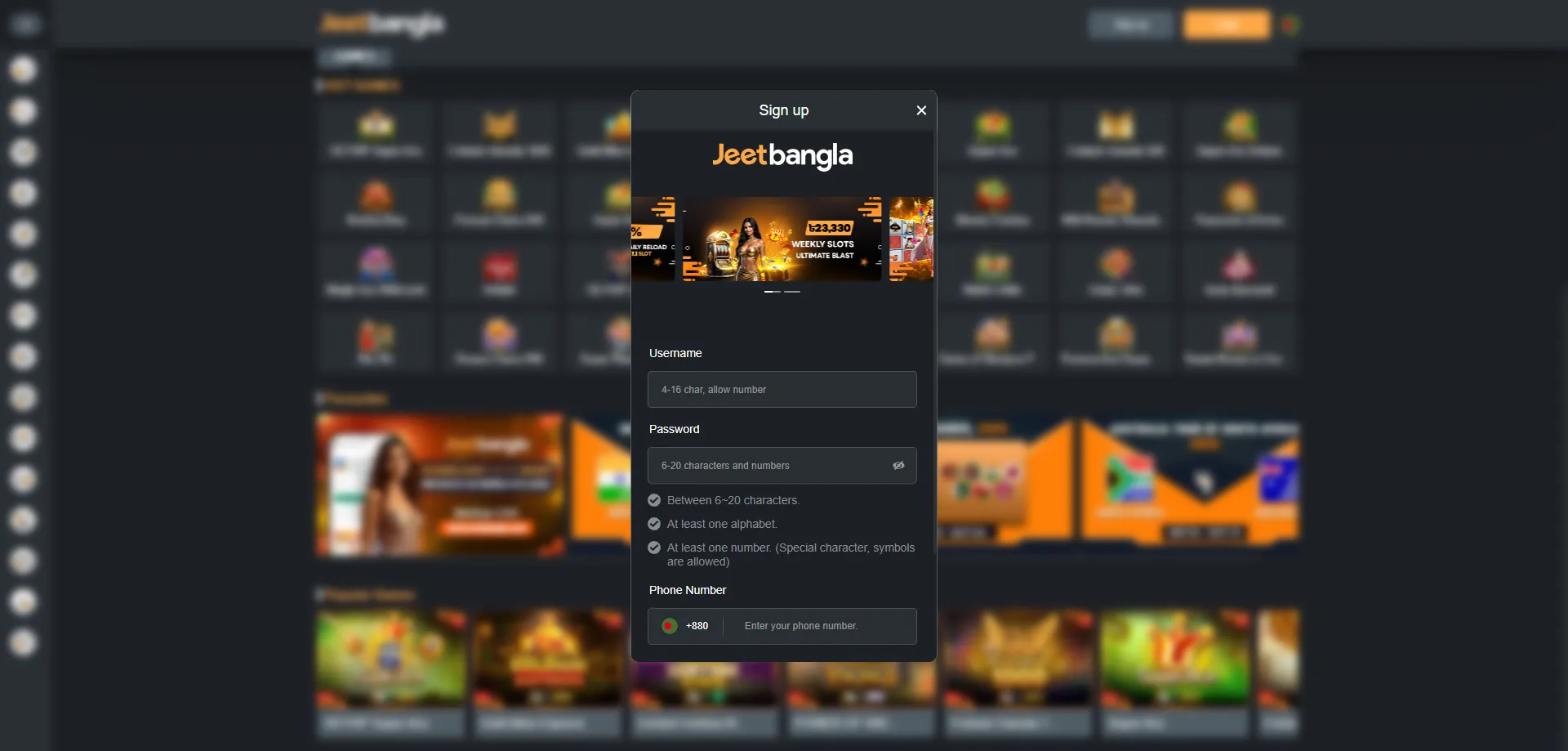 jeetbangla casino registration steps for new BD players