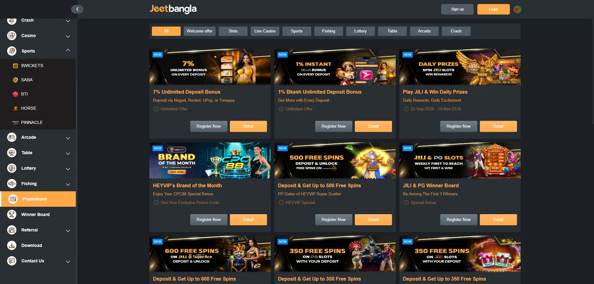 Jeetbangla casino 100% first deposit bonus for sports betting